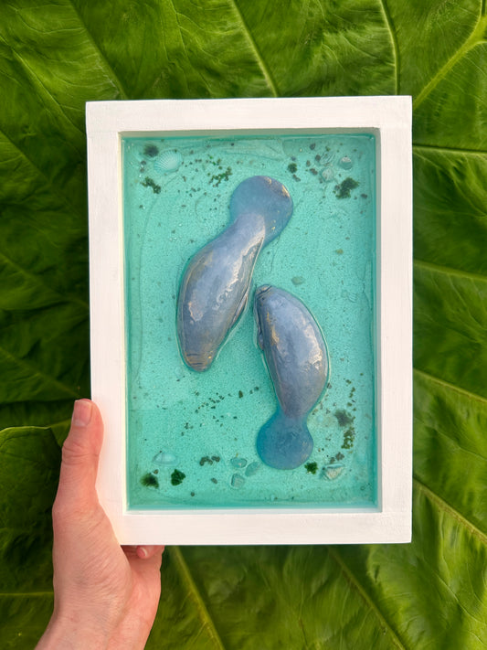 Blue Spring Collection - Framed Manatee Lovers